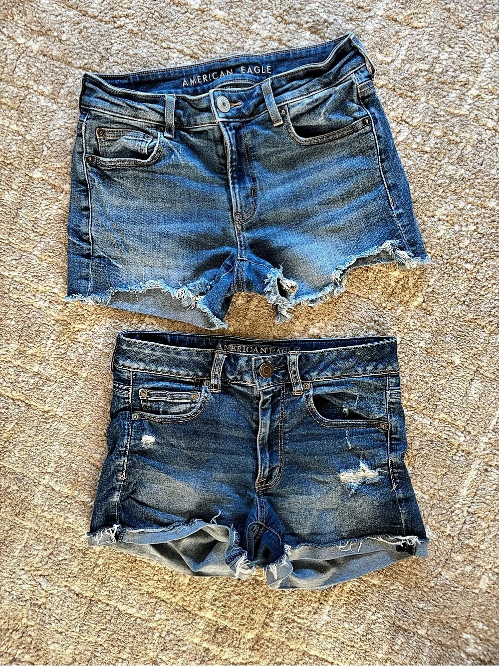American Eagle Distressed Denim Jean Shorts, size 2 & 4